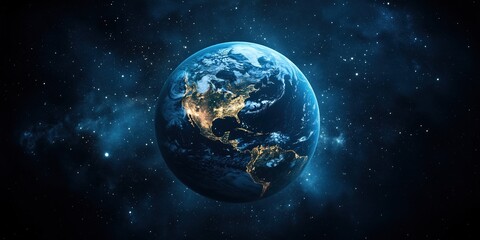 Planet Earth on the background of a fantastic universe