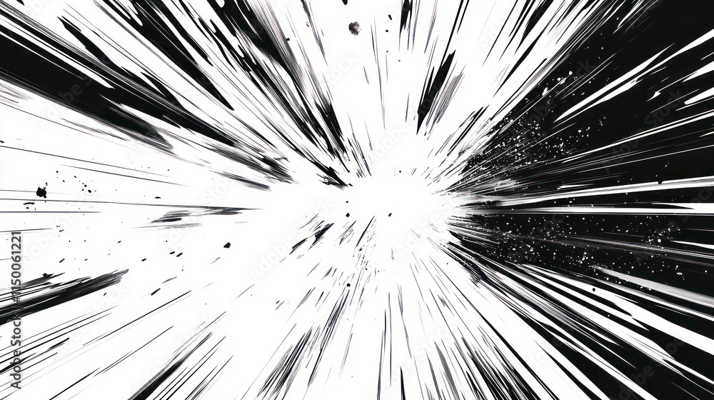 Poster experience the dynamic energy of manga and anime inspired comic speed lines featuring three distinct