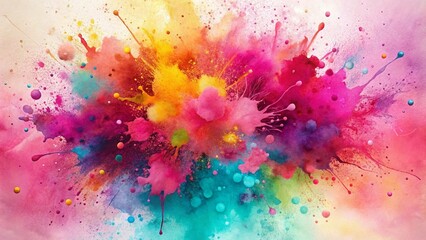 Dirty artistic paint splatter with pink watercolor ink, colorful sprays, and dynamic stains.