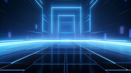 Fototapeta premium A futuristic tech background with geometric lines, ambient light, empty space on the left side for brandinggenerative ai illustration