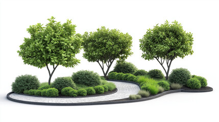 Obraz premium Circular Stone Pavers in Modern Garden Design – Isolated Landscape Elements