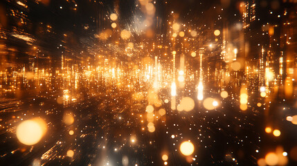 Golden Light Trails: Abstract Background of shimmering, golden light trails and bokeh, creating a luxurious and magical atmosphere. Perfect for celebratory or luxurious projects.