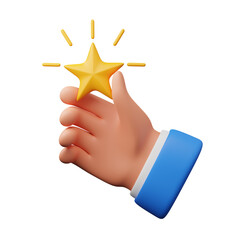 Hands holding star 3d illustration