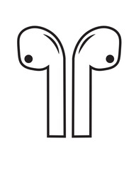 Earphone icon simple vector black and white 