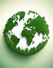 Generated image Green World Map- 3D tree or forest shape of world map isolated on white background