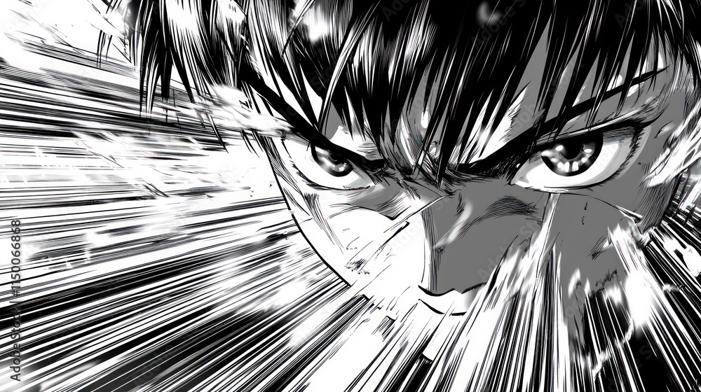 Poster experience the dynamic energy of manga,anime style comic speed lines featuring an alpha channel dive