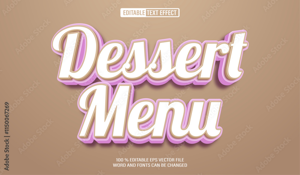 Poster editable 3d text style effect - dessert menu text effect template