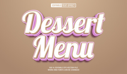 Editable 3d text style effect - Dessert Menu text effect Template