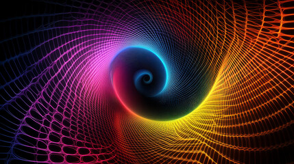 Fototapeta premium Abstract Spiral of Color: A mesmerizing spiral of vibrant colors, rendered in a digital art style, evokes feelings of movement, energy, and infinite possibilities.
