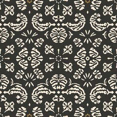 Elegant Damask Seamless Pattern:  A sophisticated and timeless design featuring an intricate damask pattern in beige and black. Perfect for adding a touch of classic elegance to any project. 