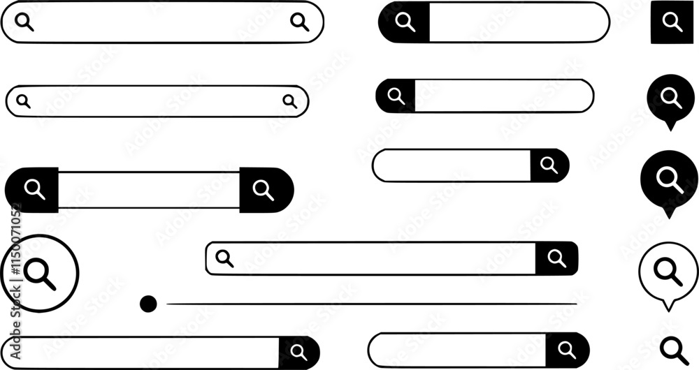 Poster web search bars set. search bar, search boxes collection. vector set computer illustration searched 