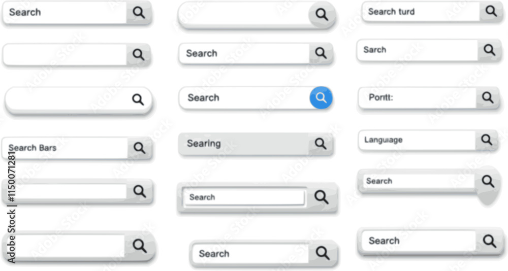Poster web search bars set. search bar, search boxes collection. vector set computer illustration searched 