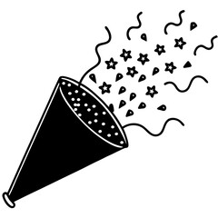 Confetti Popper vector silhouette black design white background
