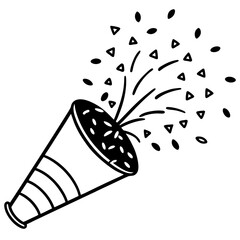 Confetti Popper vector silhouette black design white background