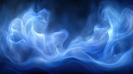 Abstract swirling blue smoke patterns on dark background.