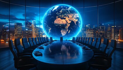 world government leaders at an international conference, leading the Earth, peace and war concept, global diplomacy, political power, international meeting, conspiracy discussions