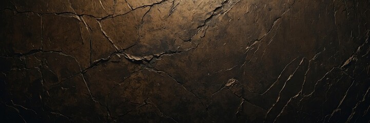 Golden Brown Cracked Earth Texture with Deep Crevices and Dry Surface Wallpaper Banner Background