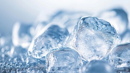 Obraz premium Close up of glistening ice cubes a frosty scene