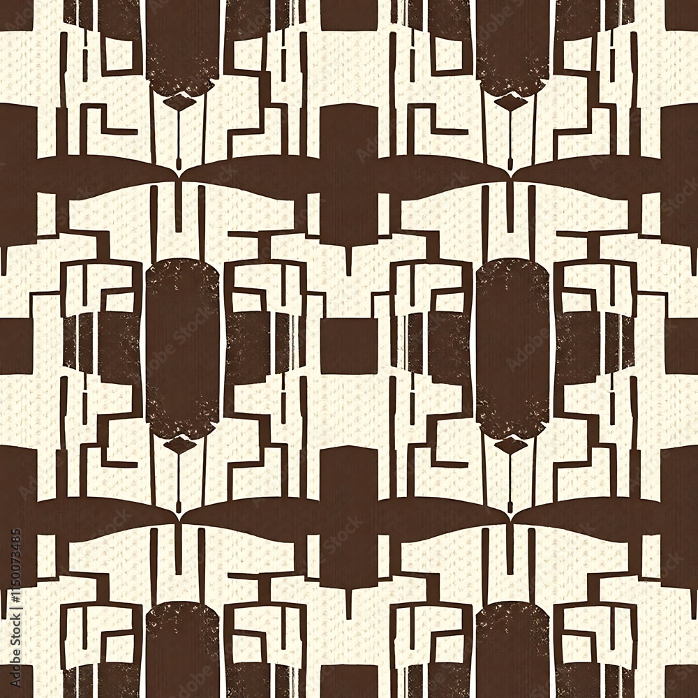 Poster abstract geometric pattern: a seamless repeat pattern in shades of brown and cream, featuring abstra