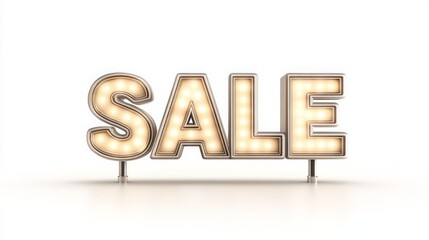 Glowing Sale Sign on White Background
