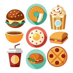 fast food icons set