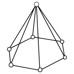 hexagonal pyramid illustration hand drawn outline vector