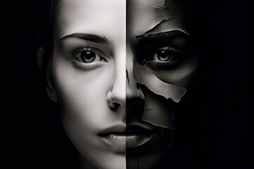 16 half faces only one side of the face visible