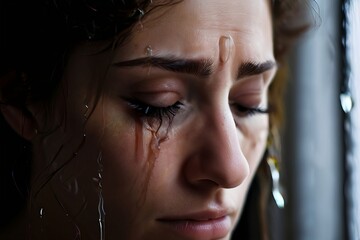17 a woman with tears in her eyes looking down