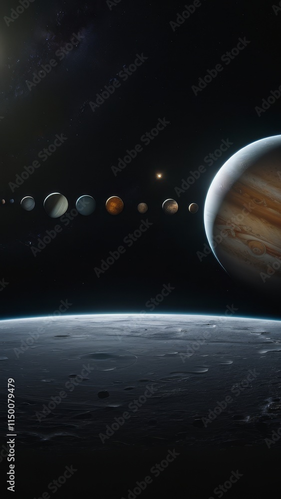 Wall mural a large planet is in the background with a smaller planet in the foreground