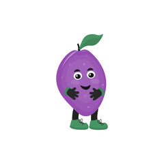 plum in the shape of a man.vector fruit illustration