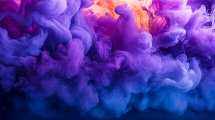 Abstract Swirling Colors of Purple Blue and Orange Ink