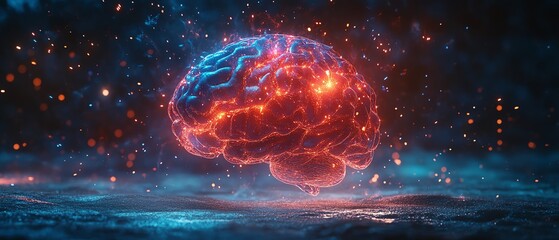 robot presenting a hologram of a digital brain, AI technology and tools, future of machines, artificial intelligence innovation, digital tech, machine learning support