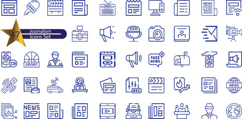 Journalism icon set. Containing journalist, news,
