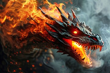 20 dragons breath fire and smoke billowing from a dragons nostri