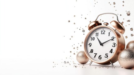 Midnight Spark: A Festive Countdown to New Year Joy Vintage Clock with Gold Decorations and Sparkles