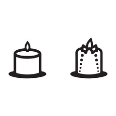 cake with candles set of cupcakes  set of silhouettes vector design