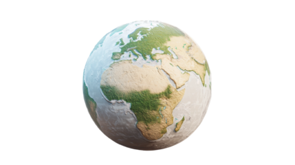 Global terrain and ecosystem overview with transparency background nature scene 3d viewpoint educational concept