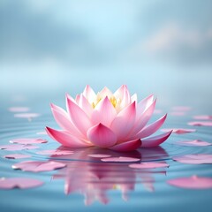lotus flower, serene water reflection