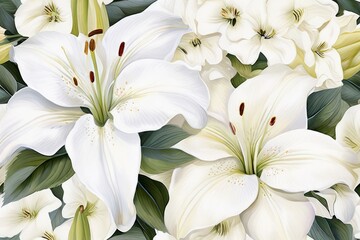 Obraz premium 21 floral elegance white flowers like roses lilies and hydrangea