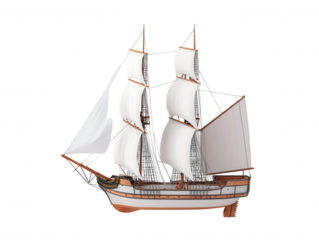 Detailed of a classic sailing ship with multiple sails and wooden structure, showcasing maritime history and craftsmanship in a beautiful for purposes.