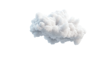 Fluffy white cloud floating on transparency background digital art soft aesthetic studio environment high-quality visual