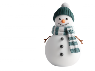Cozy Snowman with a Knitted Hat and Scarf Perfect for Holiday Celebrations, Winter Scenes, and Festive Decorations in a Style