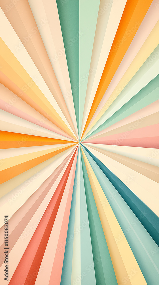 Poster vibrant geometric pattern with radiating colors creating dynamic visual effect