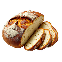 Sliced sourdough bread on a black background