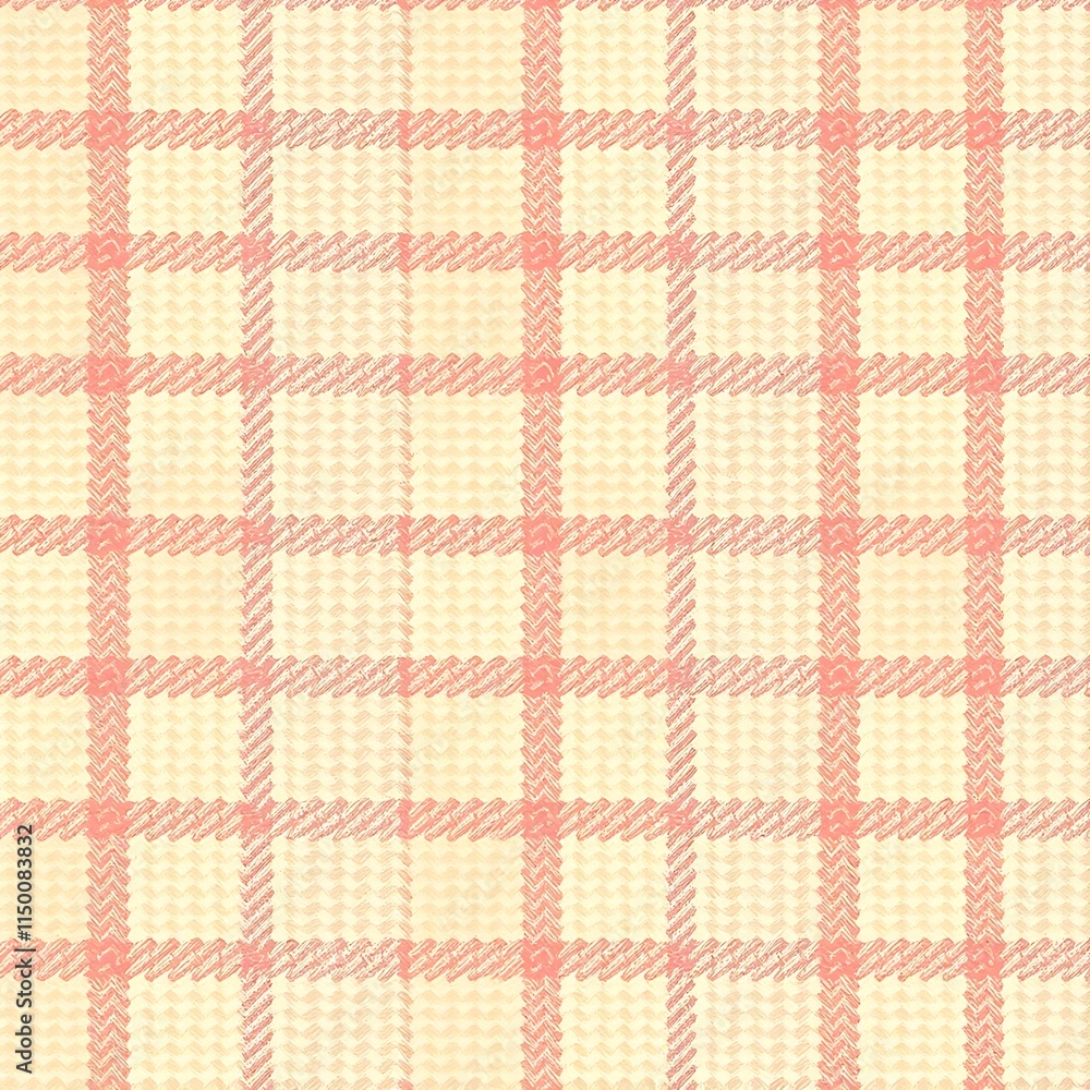 Poster peach and cream plaid pattern: a delicate and charming pattern featuring a soft peach plaid on a cre