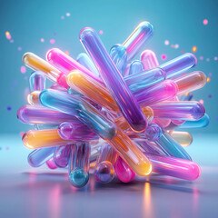 Colorful glass tubes create vibrant abstract sculpture, radiating joy