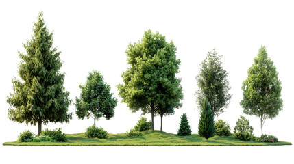 Lush green trees on a transparency background nature scene rich vegetation outdoor photography serene environment