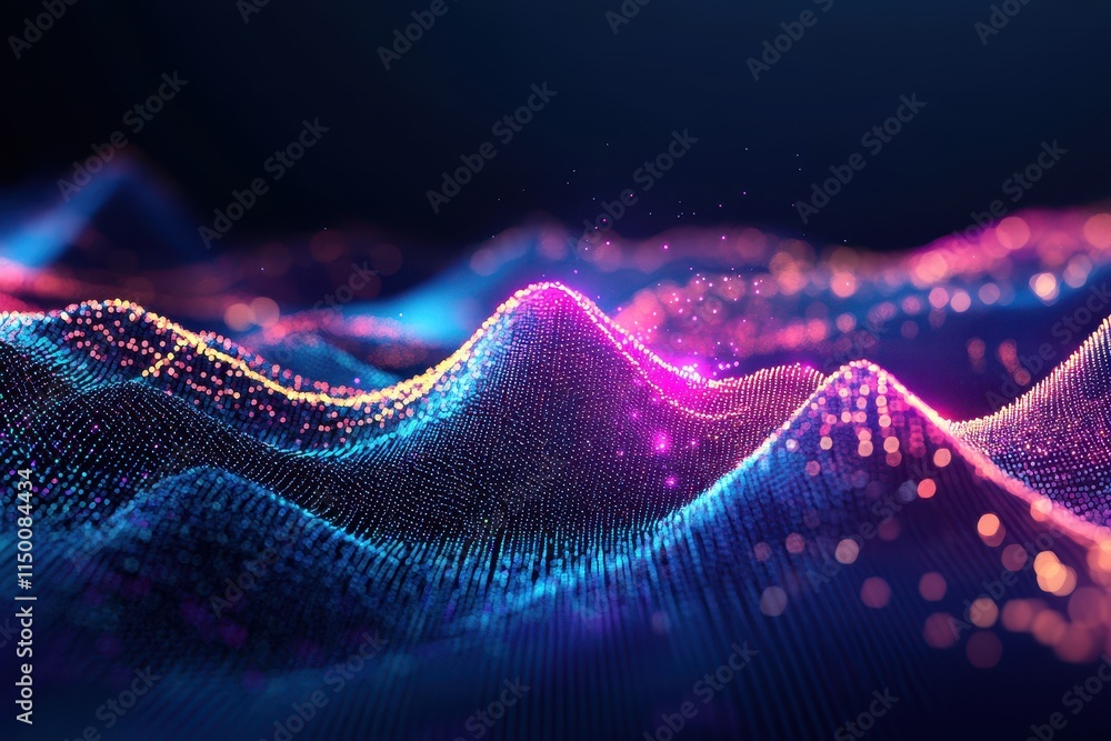 Poster abstract colorful glowing particle wave. (4)