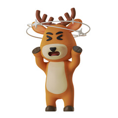 Cute Reindeer Mascot Headache stress