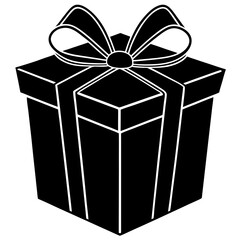 Gift Box vector silhouette black design white background